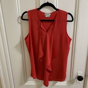 Van Heusen Red/Pink/Coral Tank with Cascading Neck Detail, Size Medium